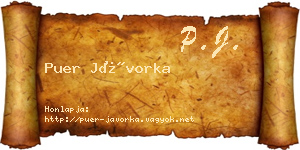 Puer Jávorka névjegykártya